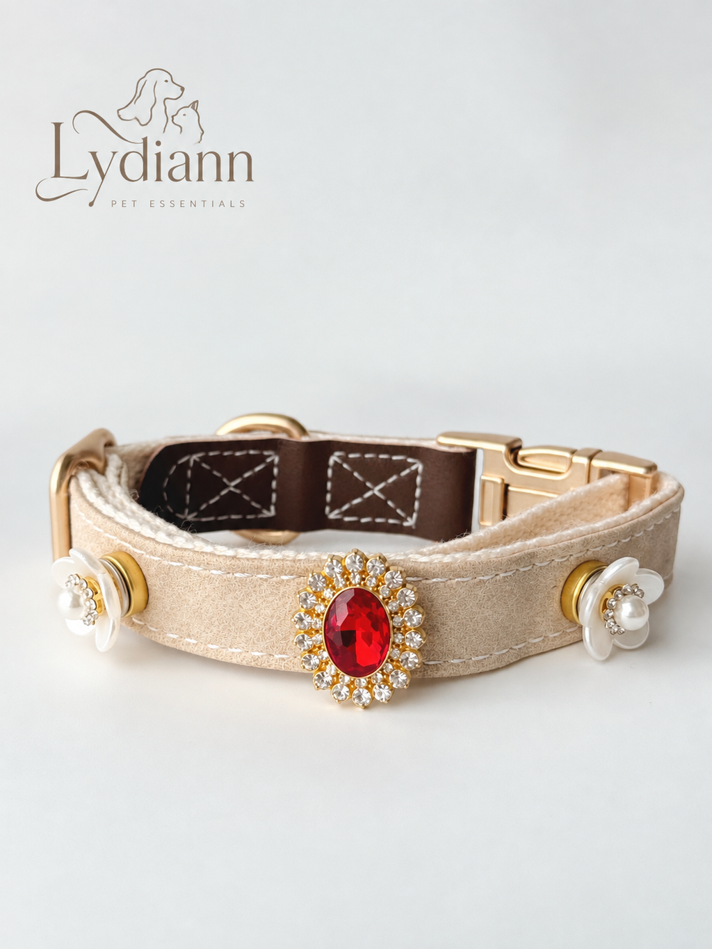 Red Ruby Daisy Microfiber Pet Collar