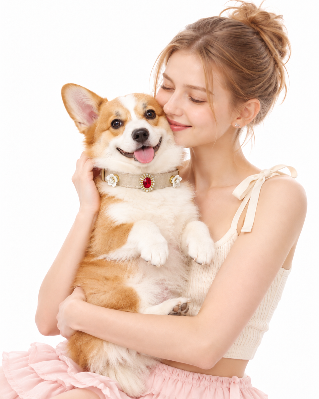 Red Ruby Daisy Microfiber Pet Collar