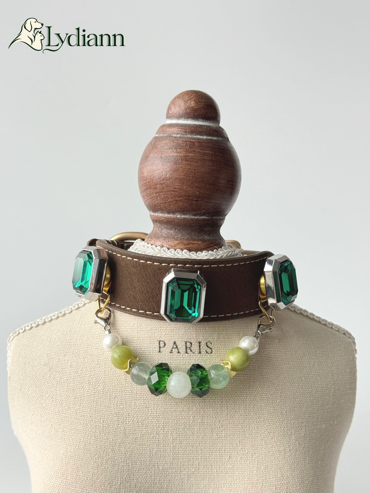 Snowflake Fluorite & Serpentine Crystal Pet Collar