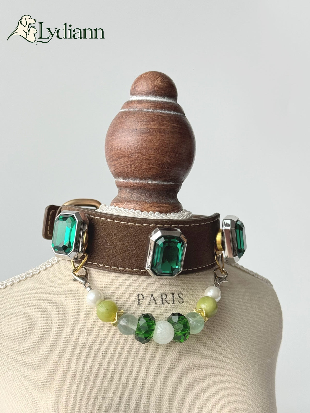 Snowflake Fluorite & Serpentine Crystal Pet Collar