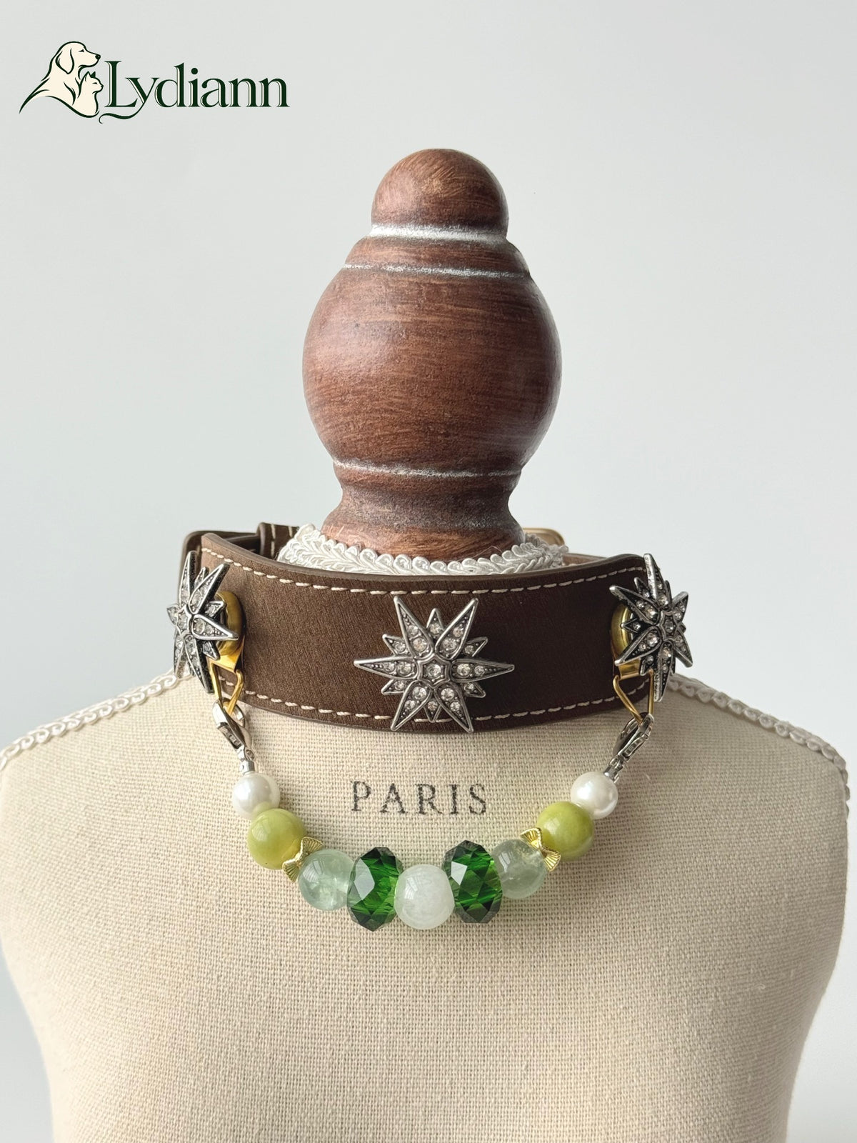 Snowflake Fluorite & Serpentine Crystal Pet Collar