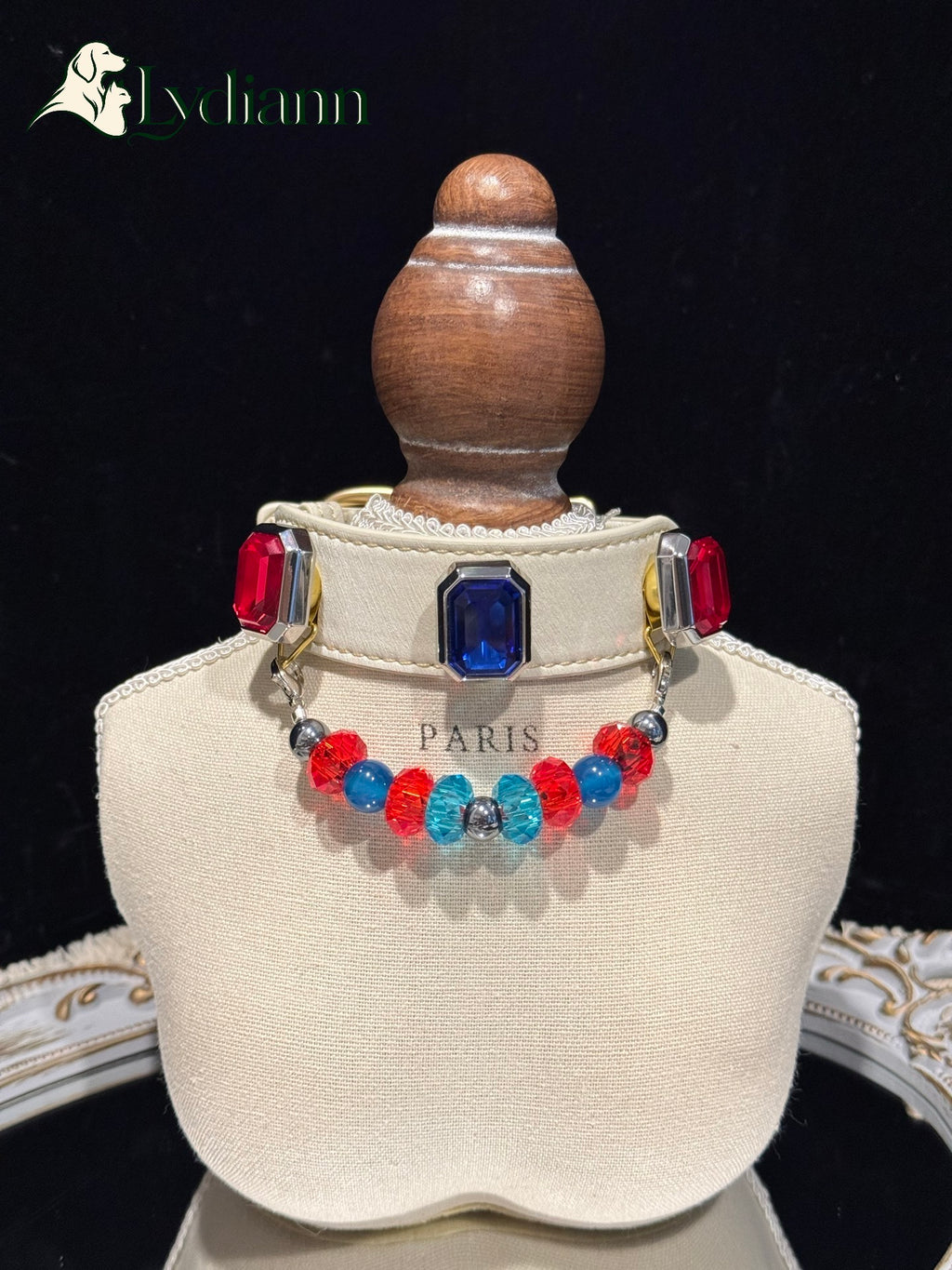 Red & Blue Gem Crystal Pet Collar