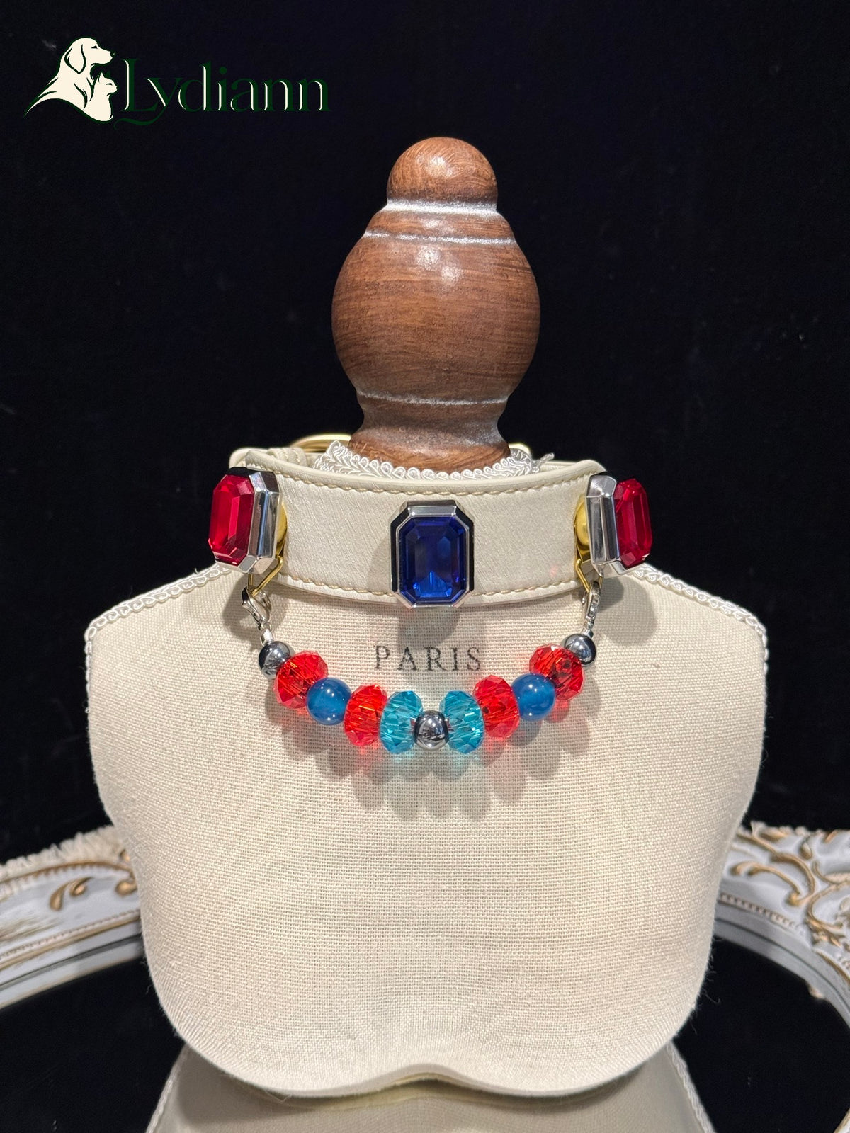 Red & Blue Gem Crystal Pet Collar