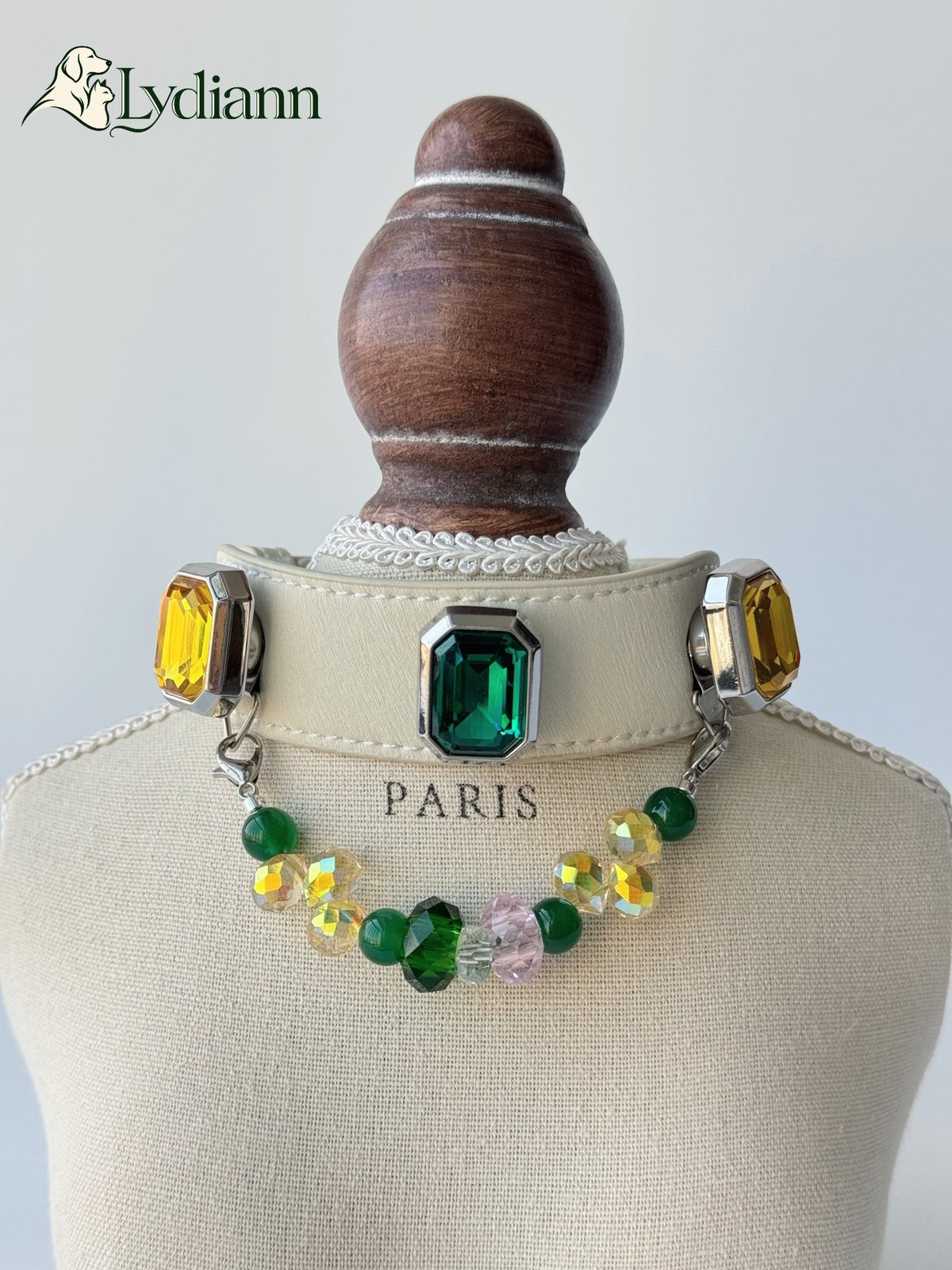 Yellow Green Agate Crystal Pet Collar