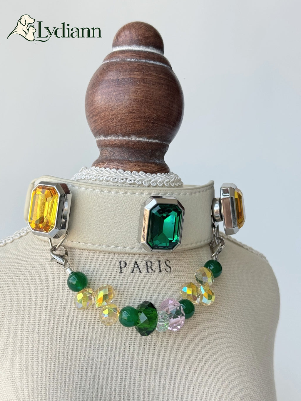 Yellow Green Agate Crystal Pet Collar
