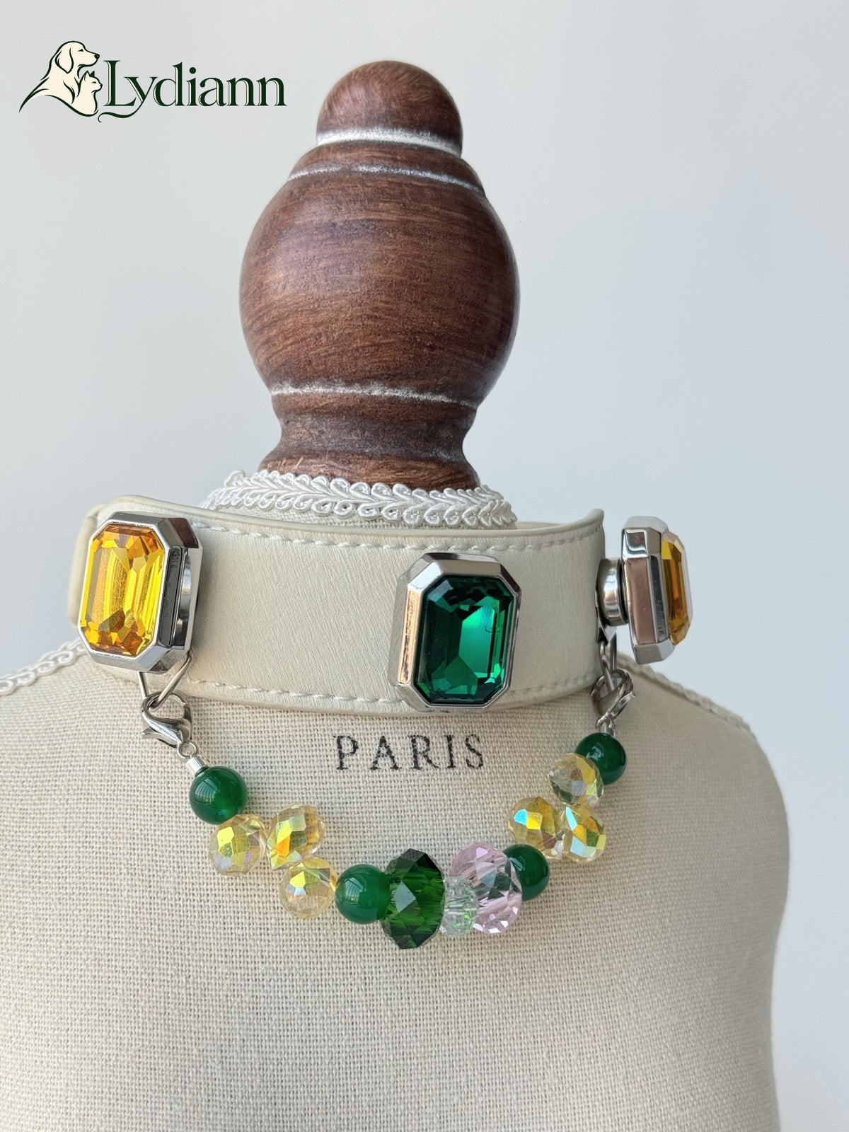Yellow Green Agate Crystal Pet Collar