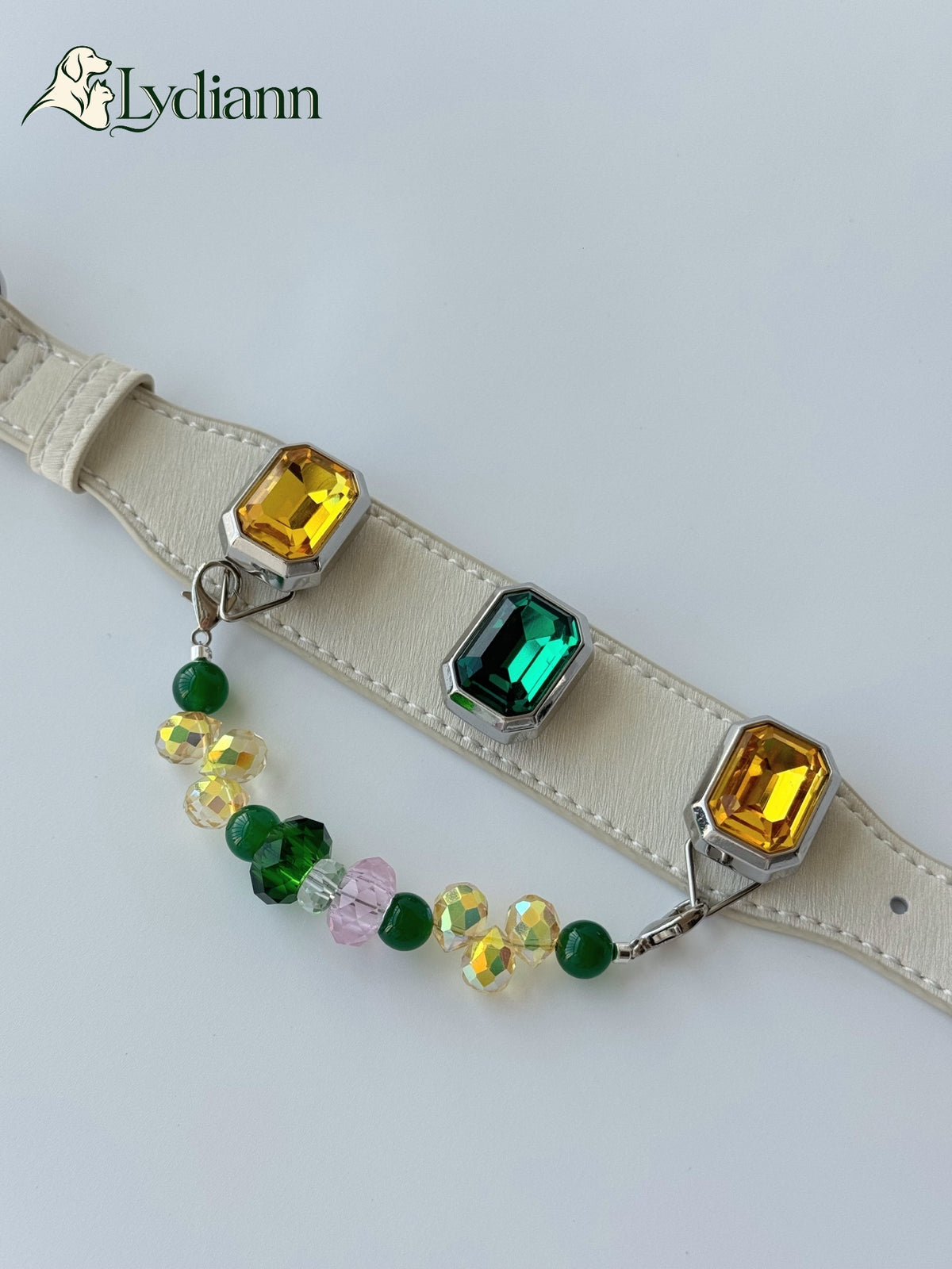 Yellow Green Agate Crystal Pet Collar