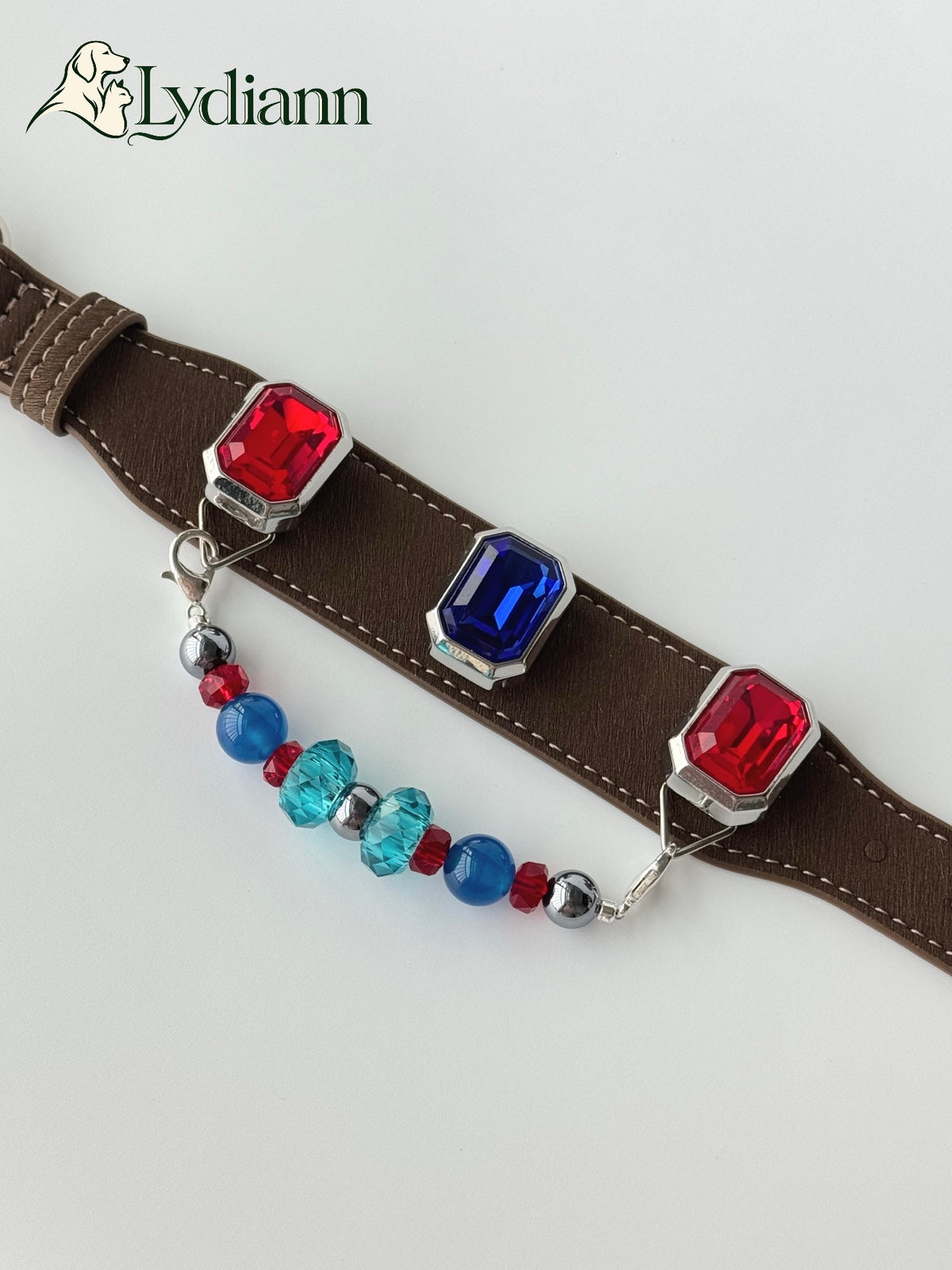 Red & Blue Gem Crystal Pet Collar