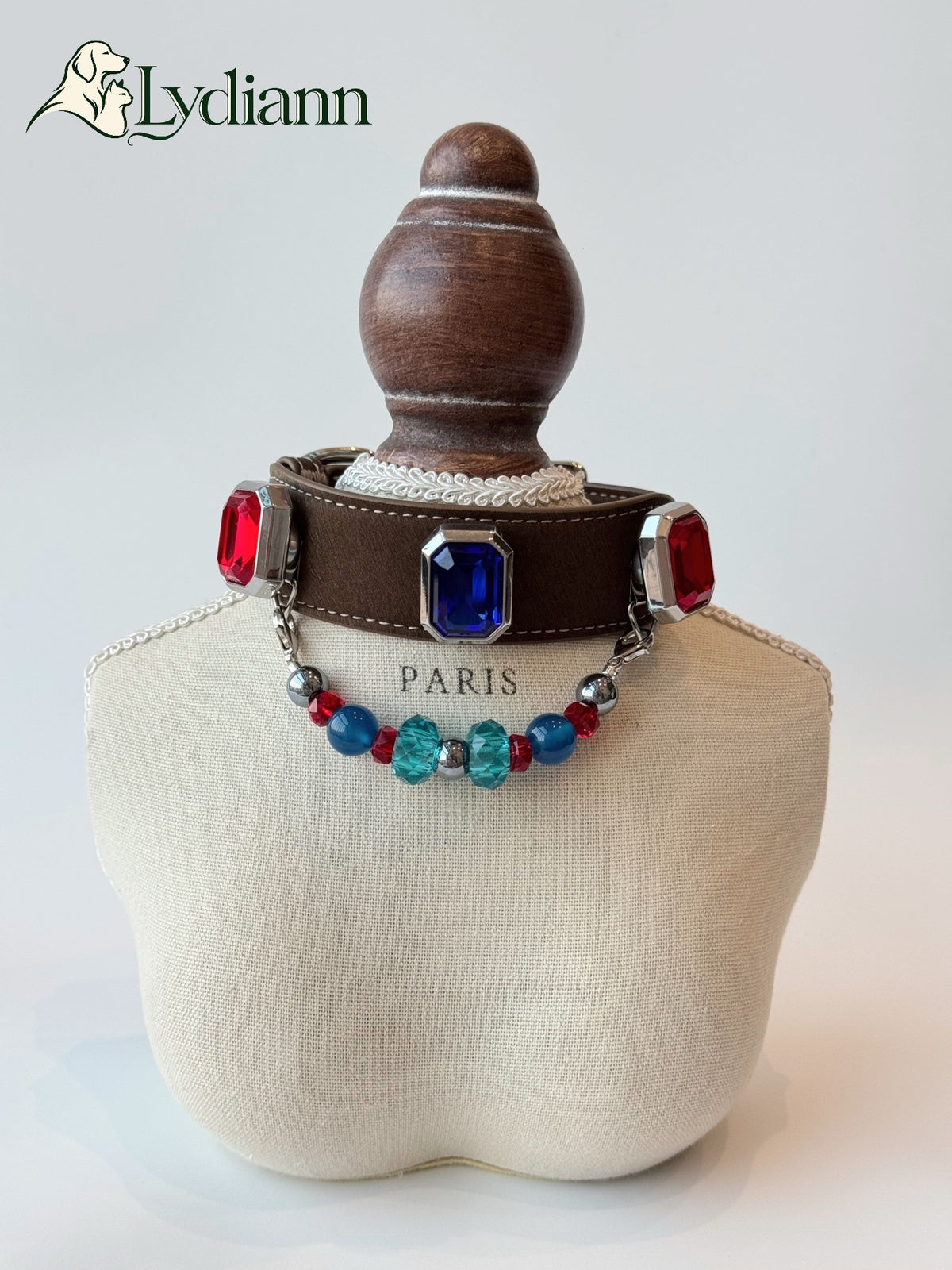Red & Blue Gem Crystal Pet Collar