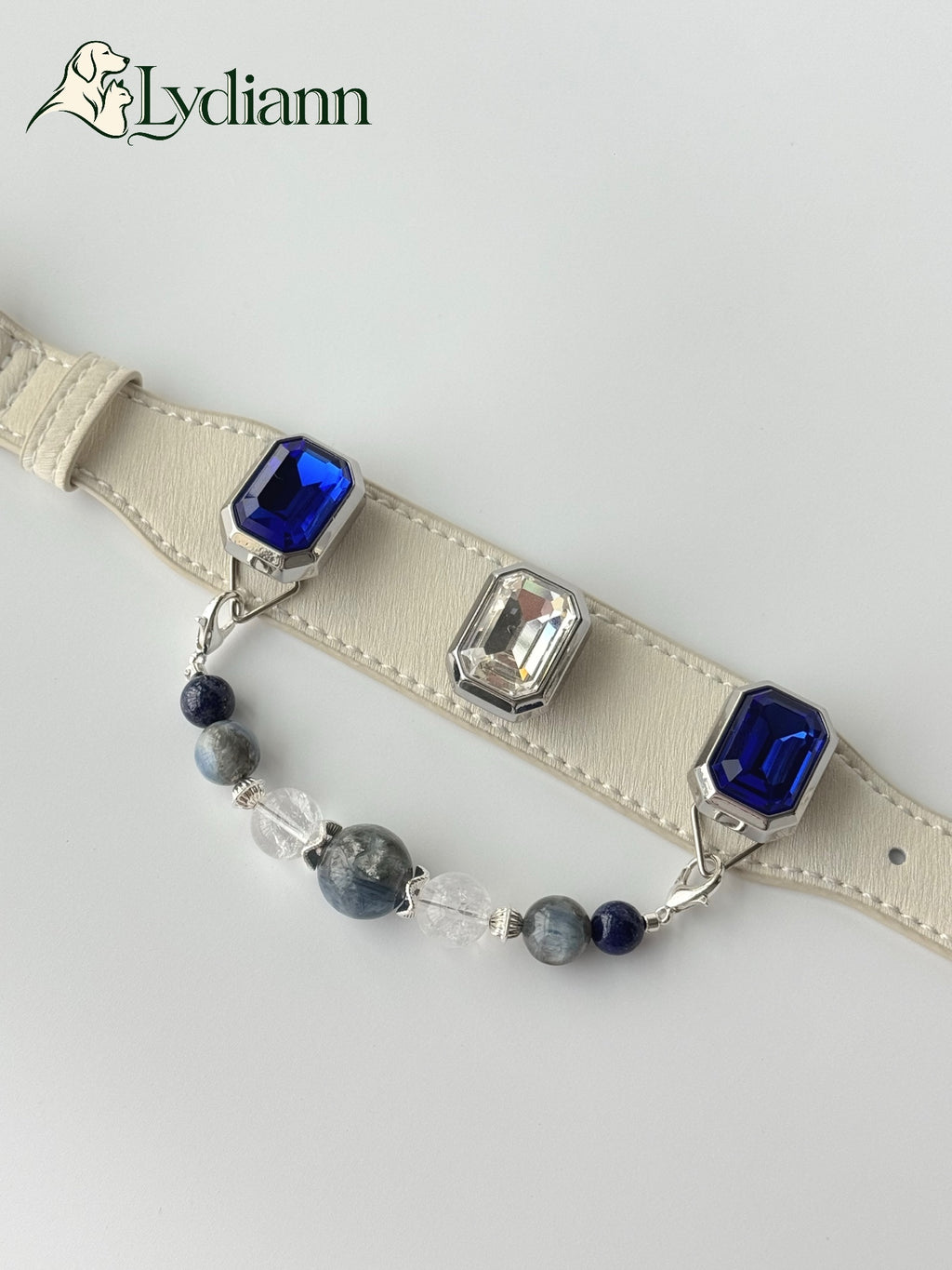 White Agate & Kyanite Crystal Pet Collar