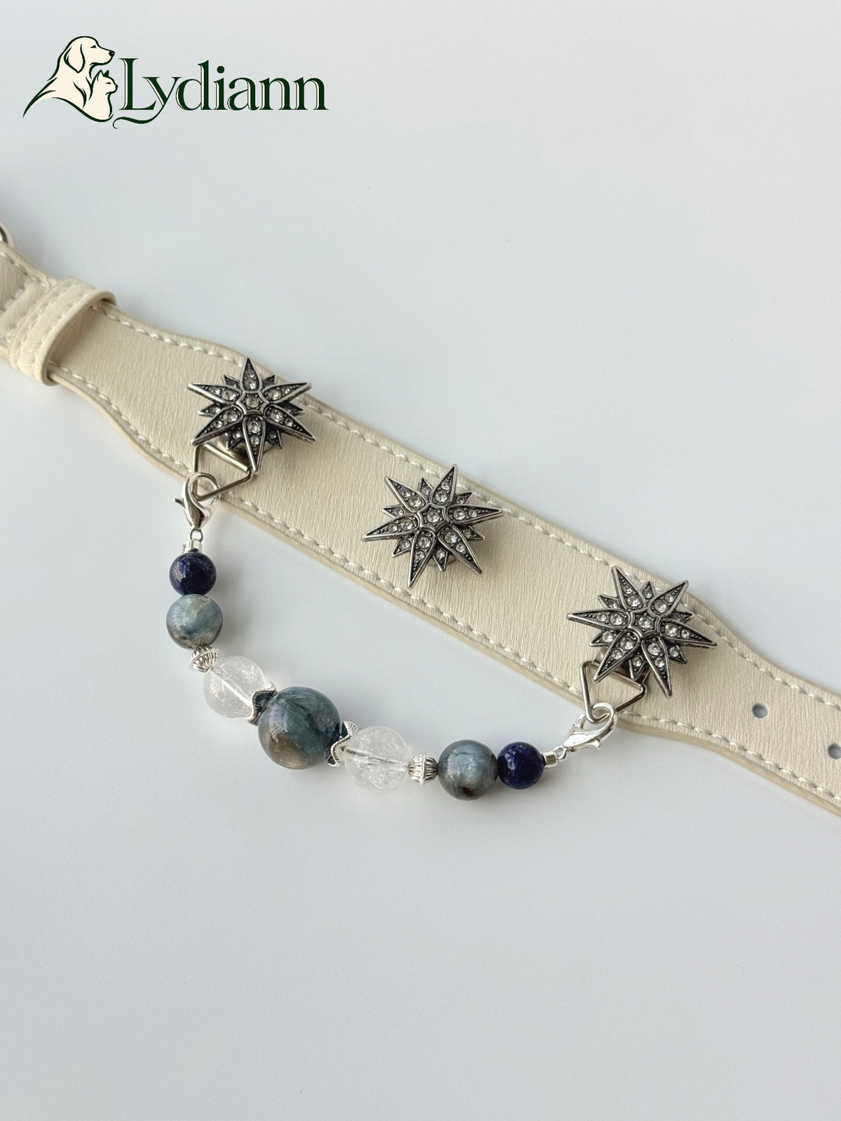 White Agate & Kyanite Crystal Pet Collar