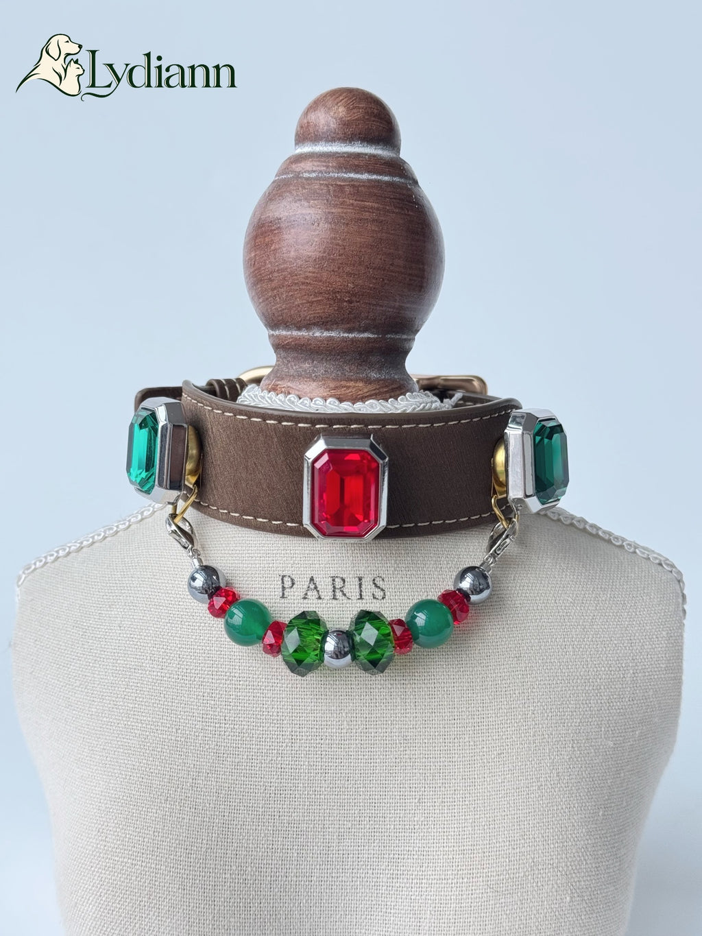Red & Green Agate Crystal Pet Collar