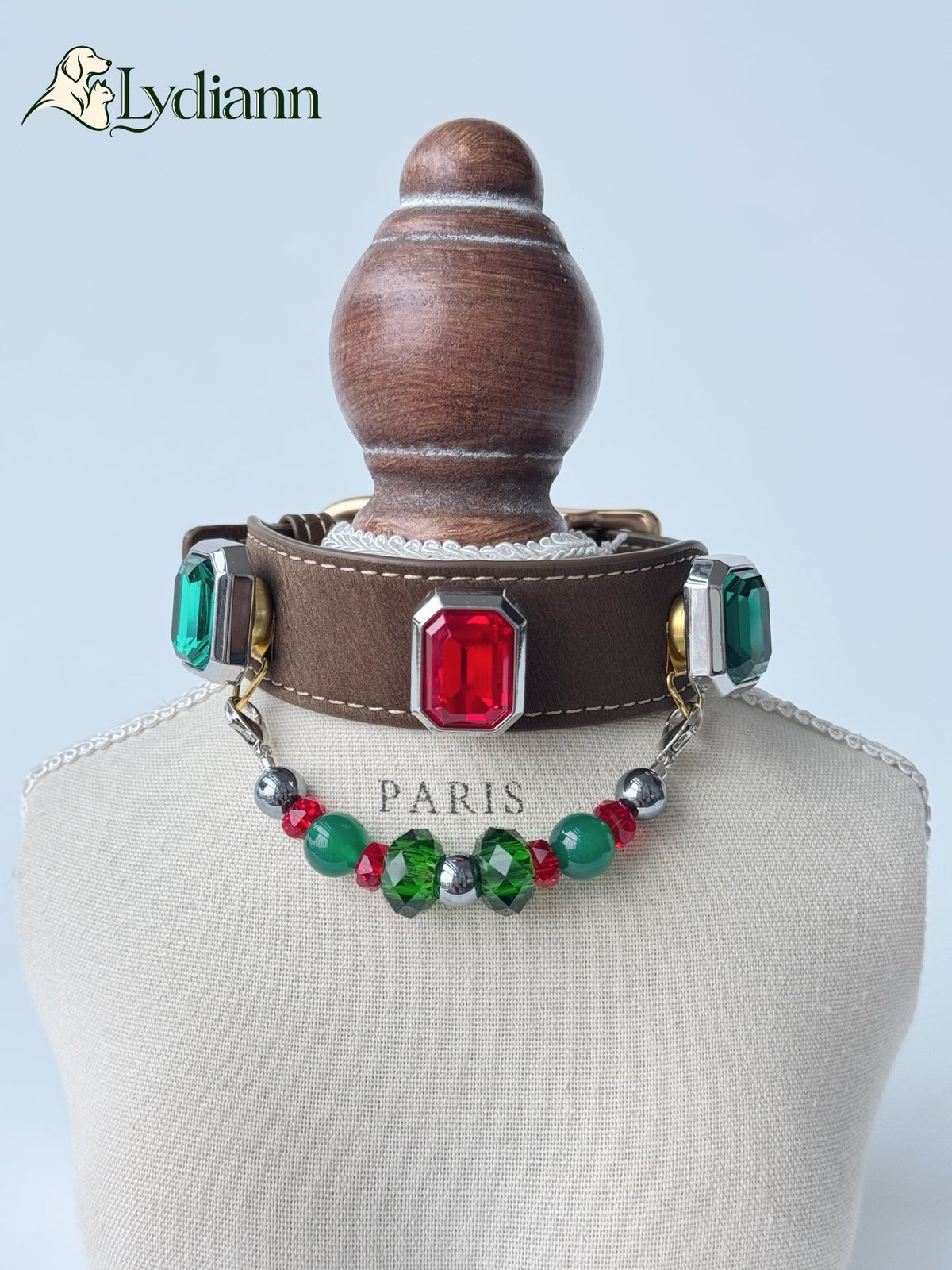 Red & Green Agate Crystal Pet Collar