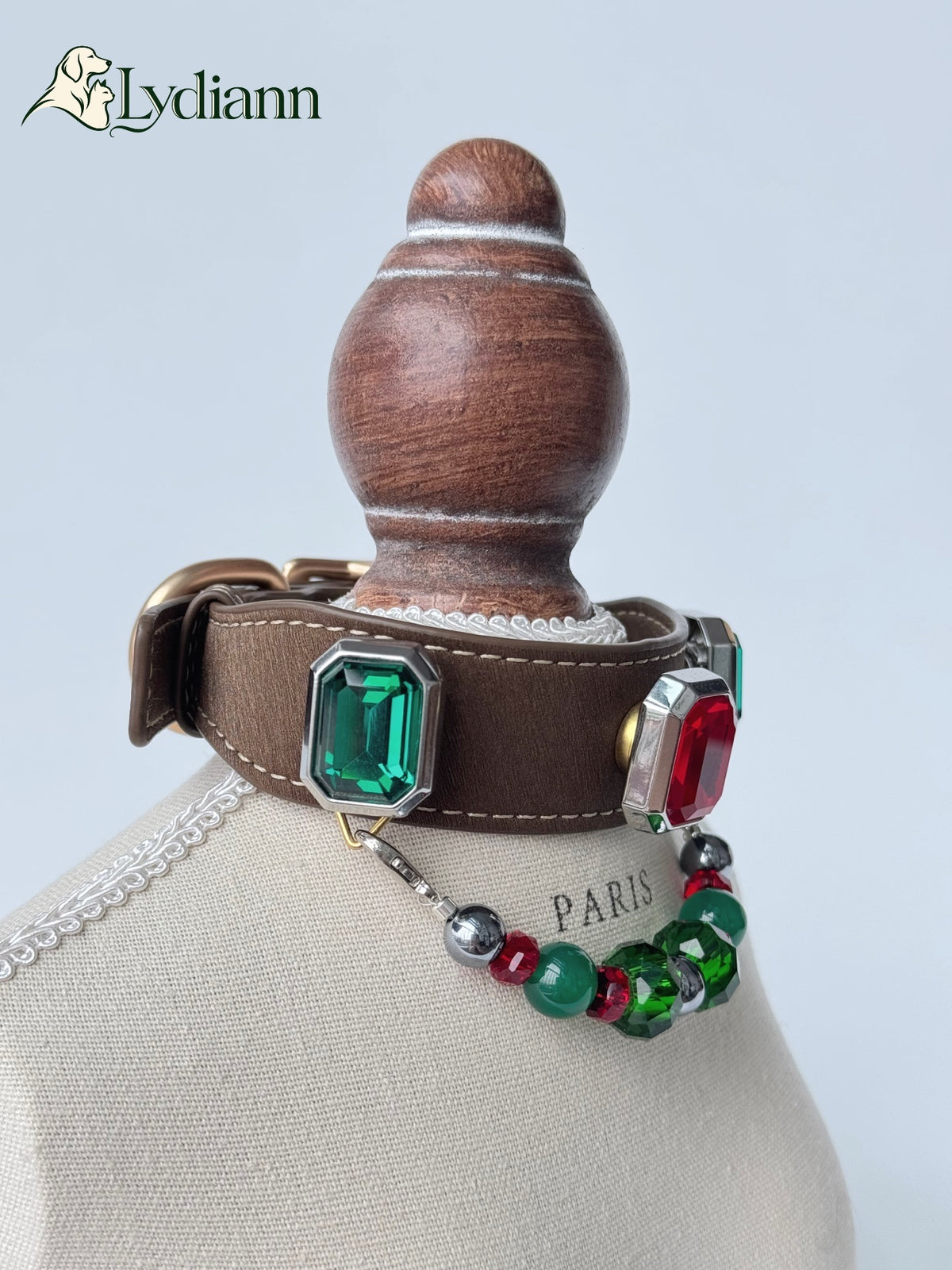 Red & Green Agate Crystal Pet Collar