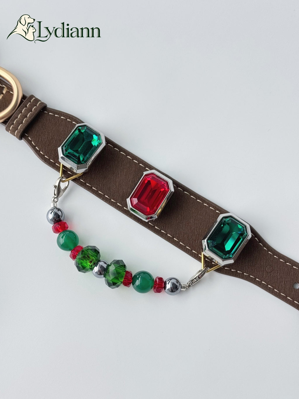 Red & Green Agate Crystal Pet Collar