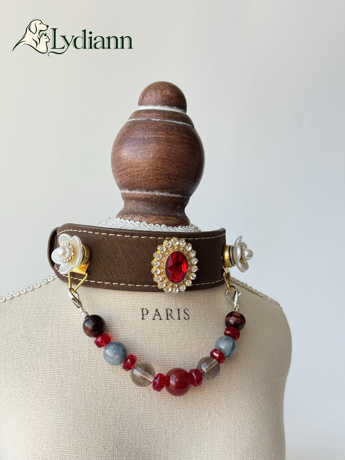 Red Agate Smoky Quartz Kyanite & Red Tiger Eye Crystal Pet Collar