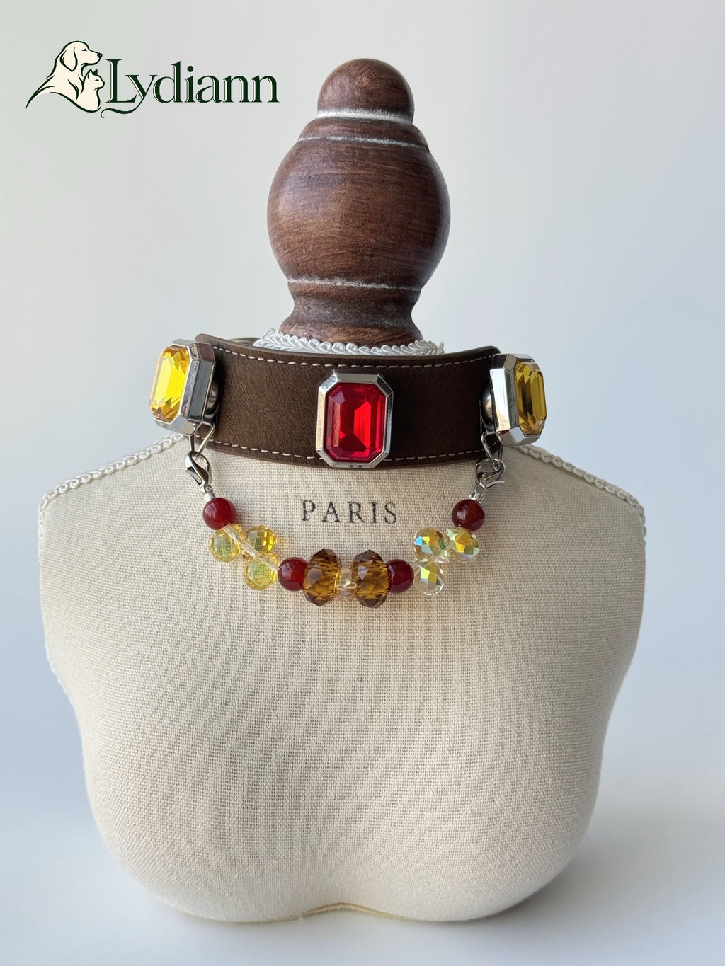 Red Agate Champagne Drop Crystal Pet Collar