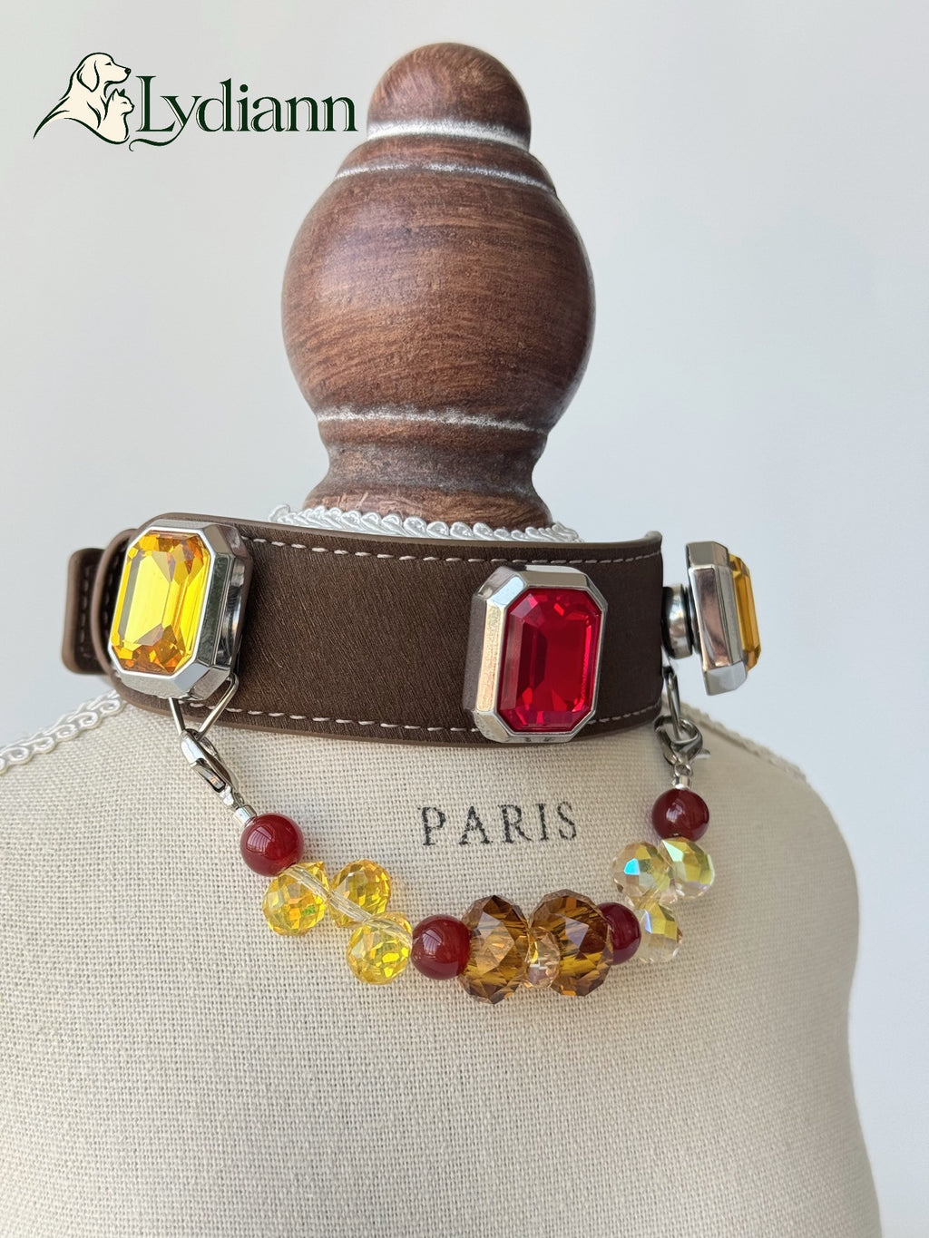 Red Agate Champagne Drop Crystal Pet Collar