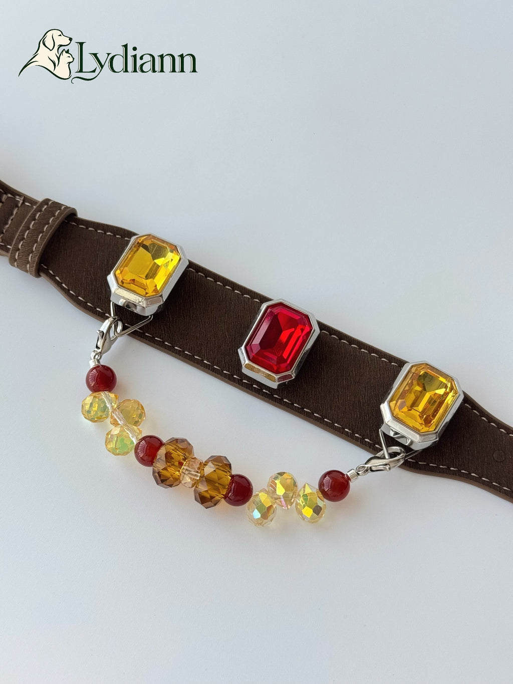 Red Agate Champagne Drop Crystal Pet Collar