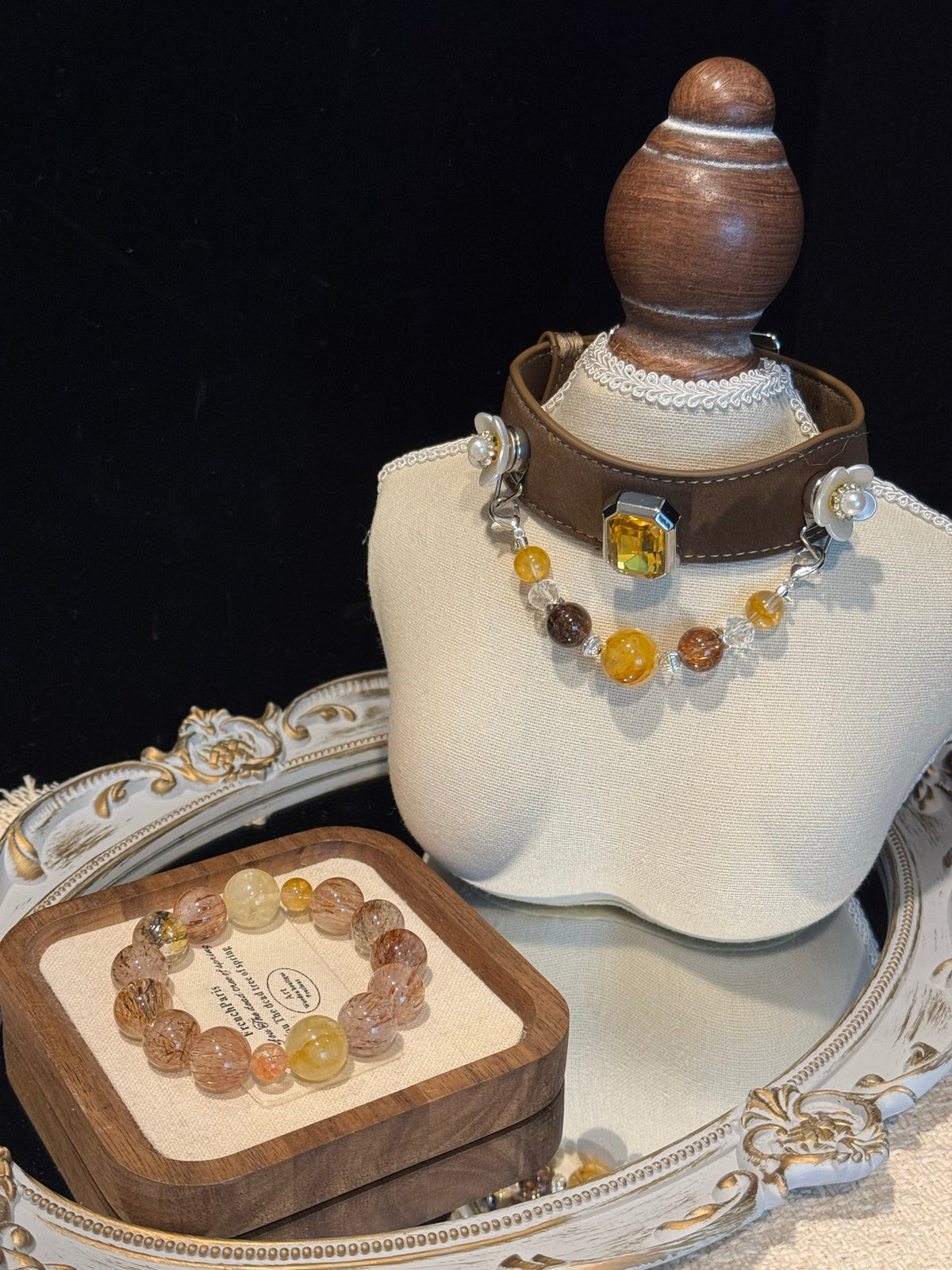 Super Seven & Clear Quartz Crystal Pet Collar