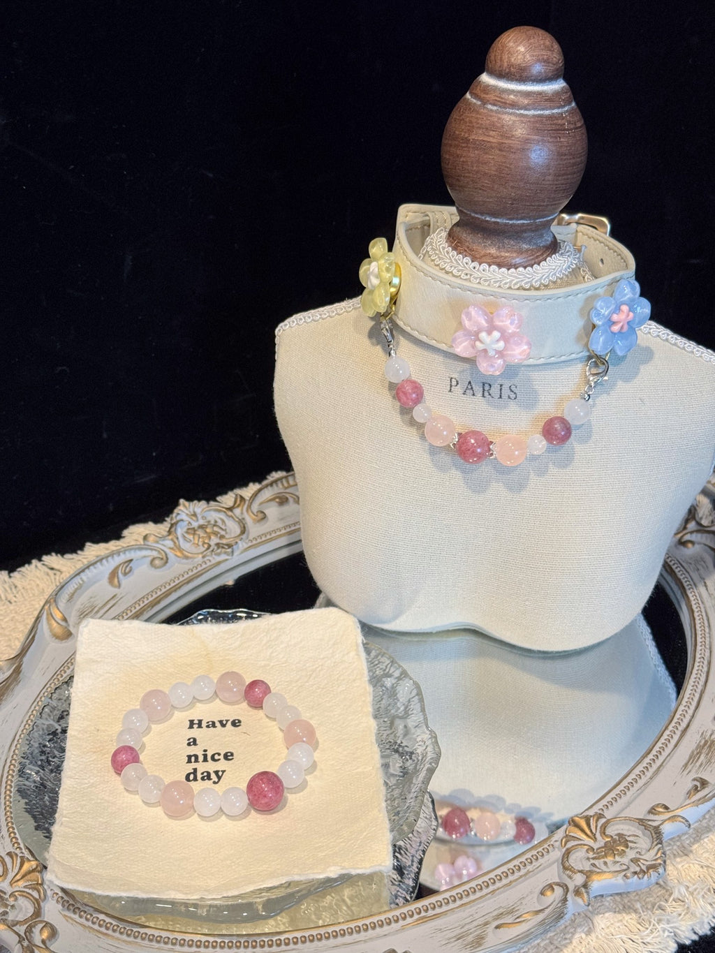 Rhodonite Pet Collar & Bracelet Set