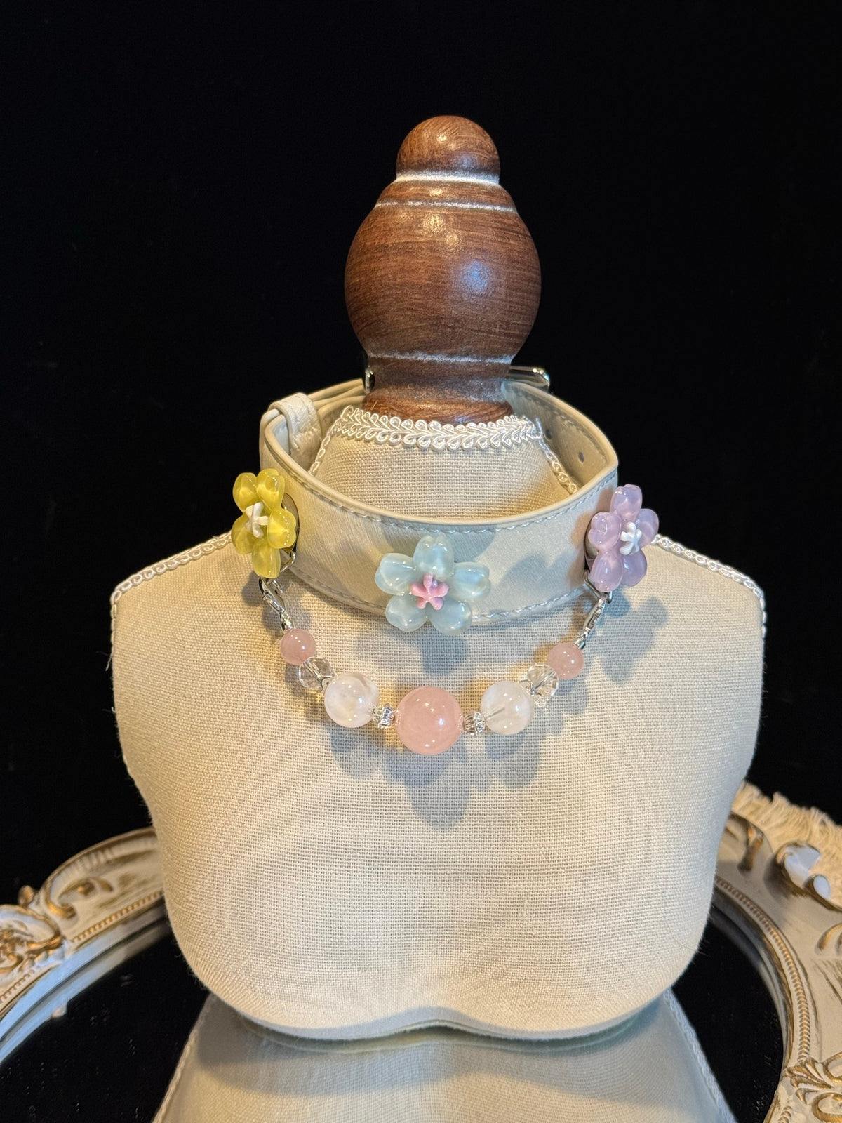 Pink Agate Crystal Pet Collar