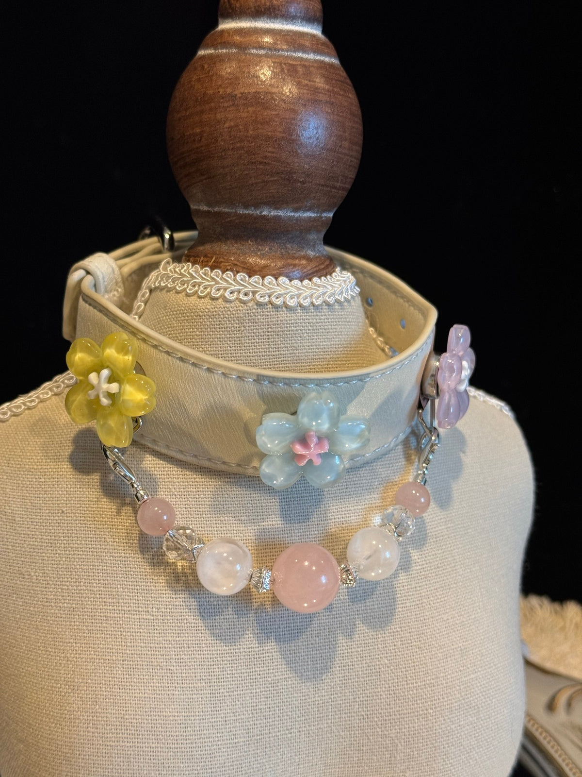 Pink Agate Crystal Pet Collar