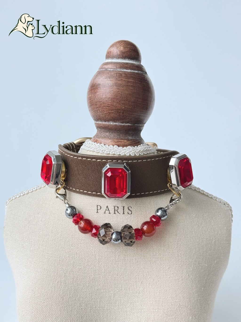 Red Agate Deep Ruby Crystal Pet Collar