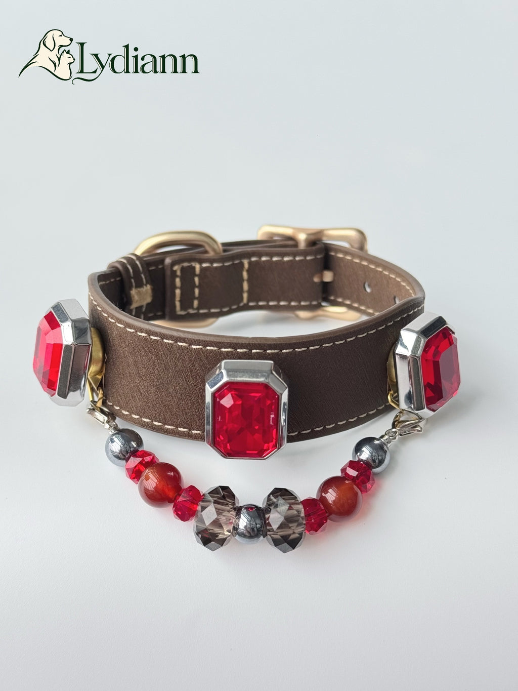 Red Agate Deep Ruby Crystal Pet Collar