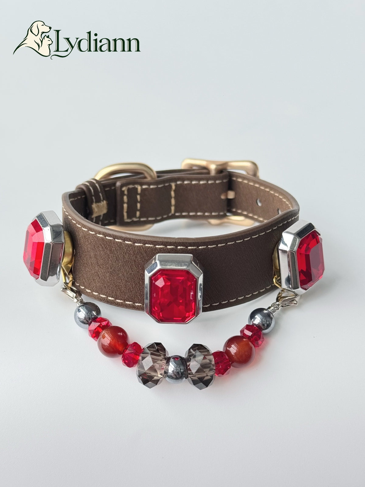 Red Agate Deep Ruby Crystal Pet Collar