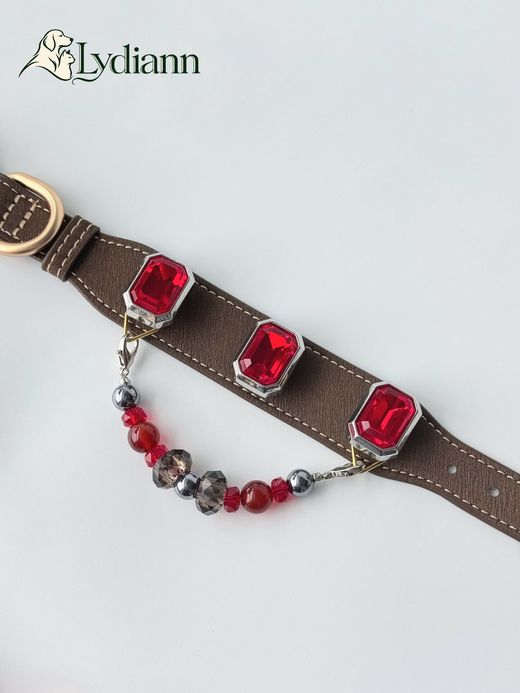 Red Agate Deep Ruby Crystal Pet Collar