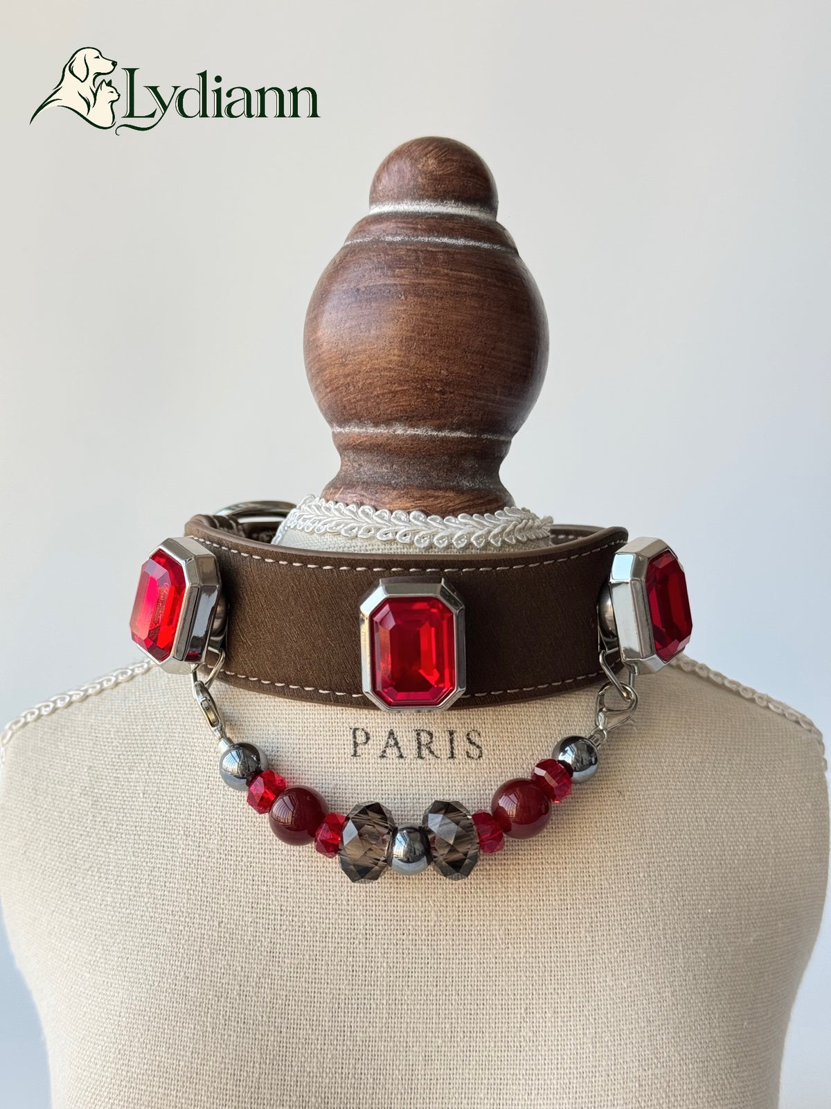 Red Agate Deep Ruby Crystal Pet Collar