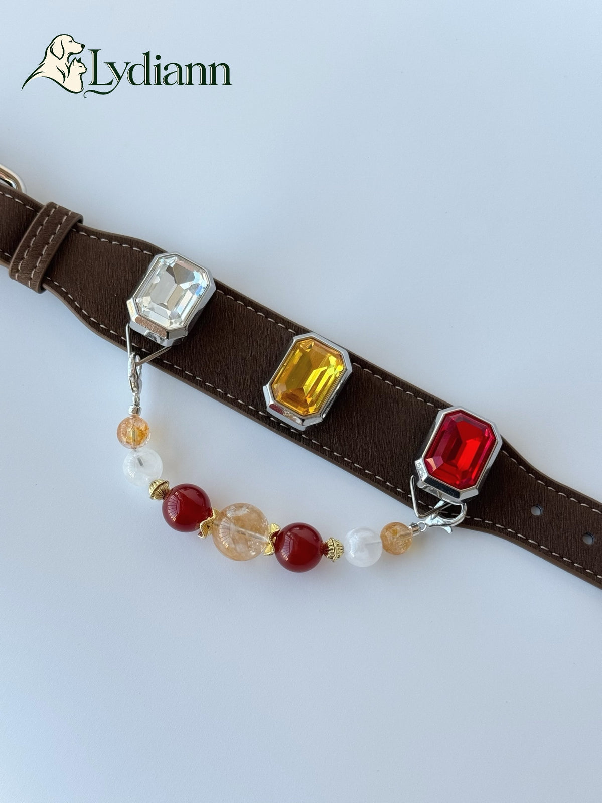 Citrine Red Agate & Snowflake Crystal Pet Collar