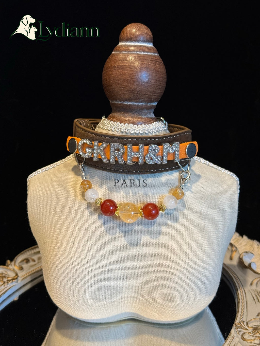 Citrine Red Agate & Snowflake Crystal Pet Collar