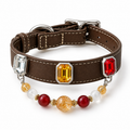 Citrine Red Agate & Snowflake Crystal Pet Collar