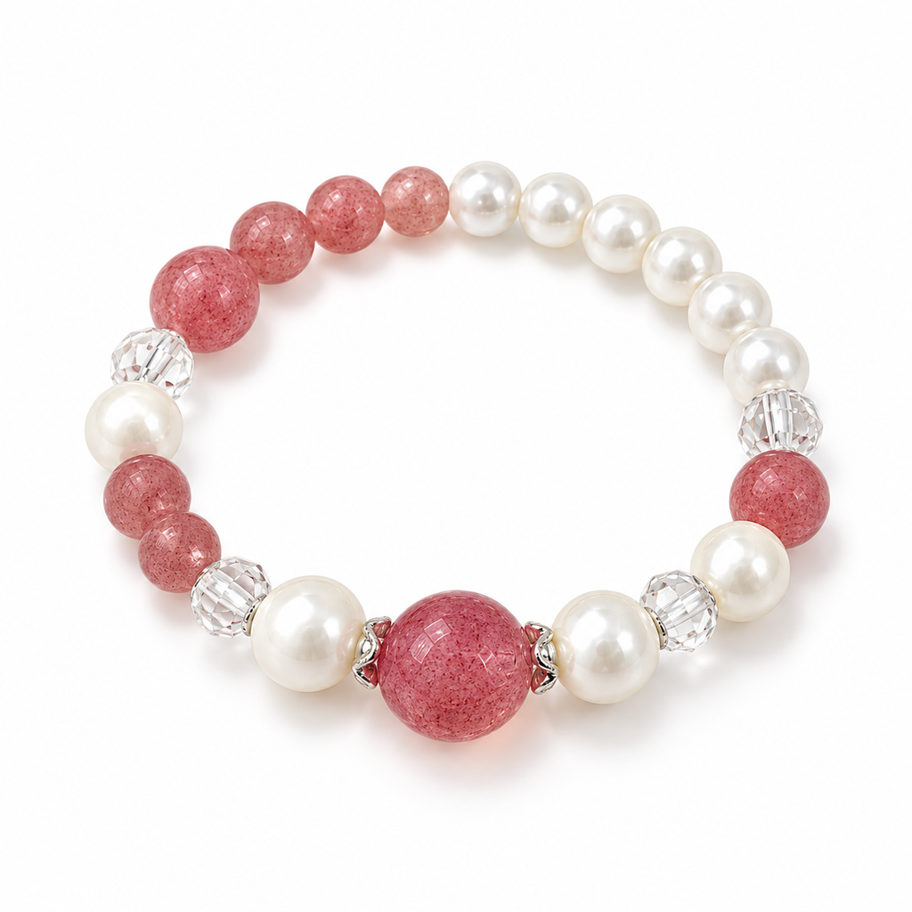 Strawberry Quartz Pet Collar & Bracelet Set