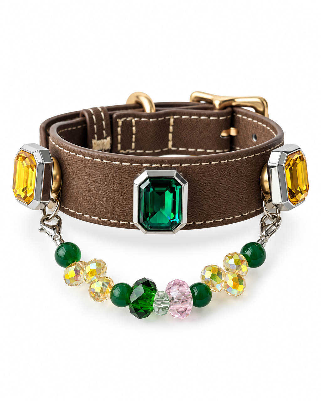 Yellow Green Agate Crystal Pet Collar