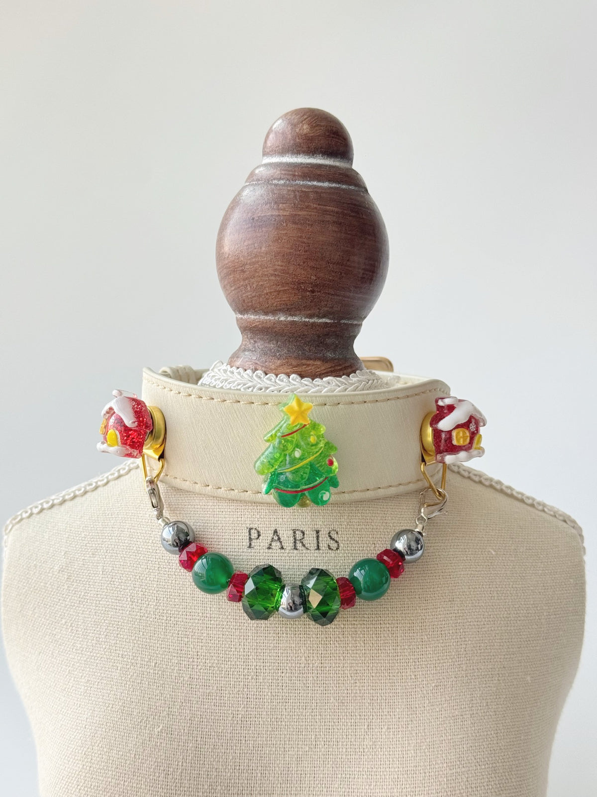 Green Agate Christmas Pet Collar
