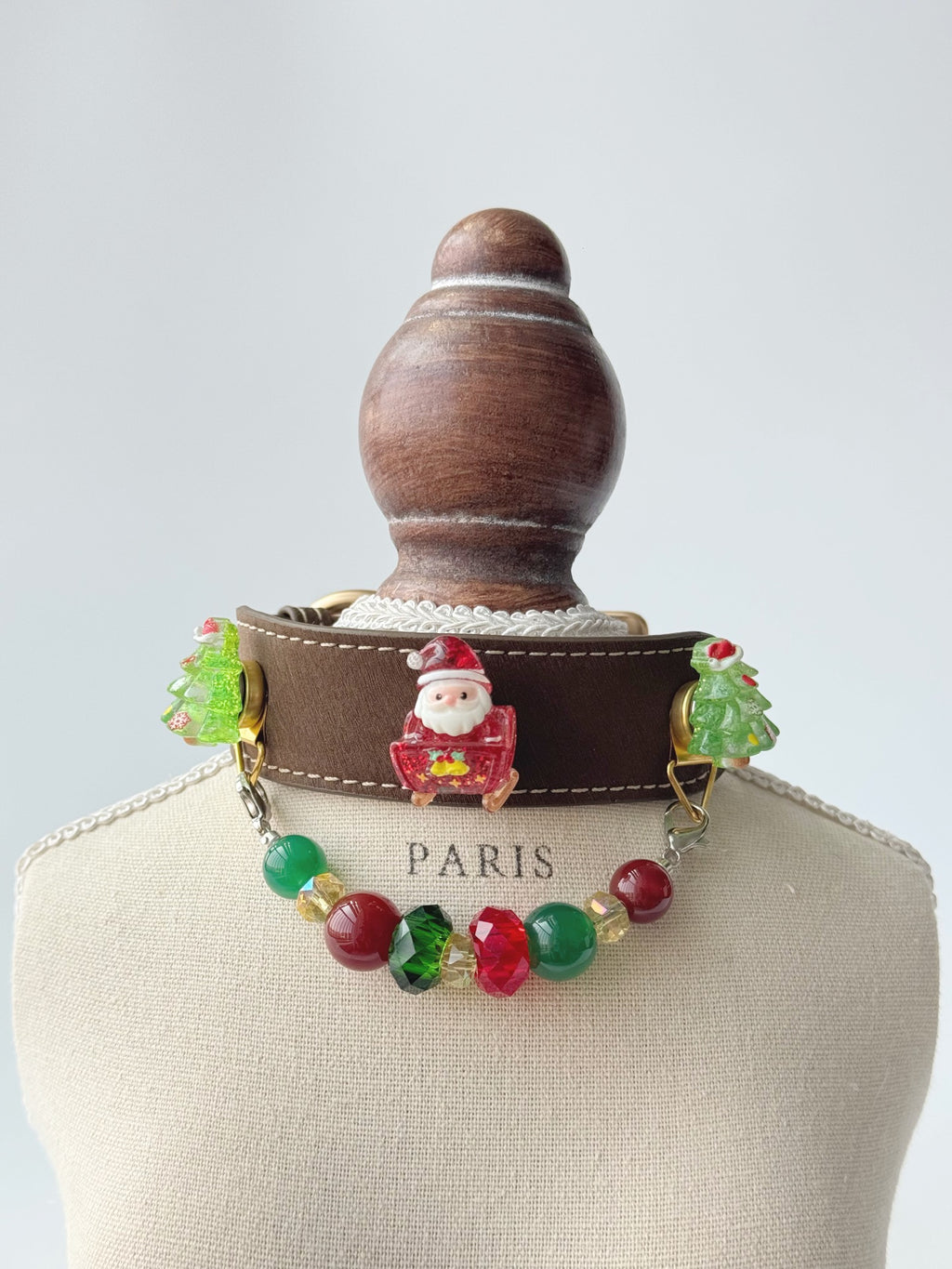 Red & Green Agate Christmas Pet Collar