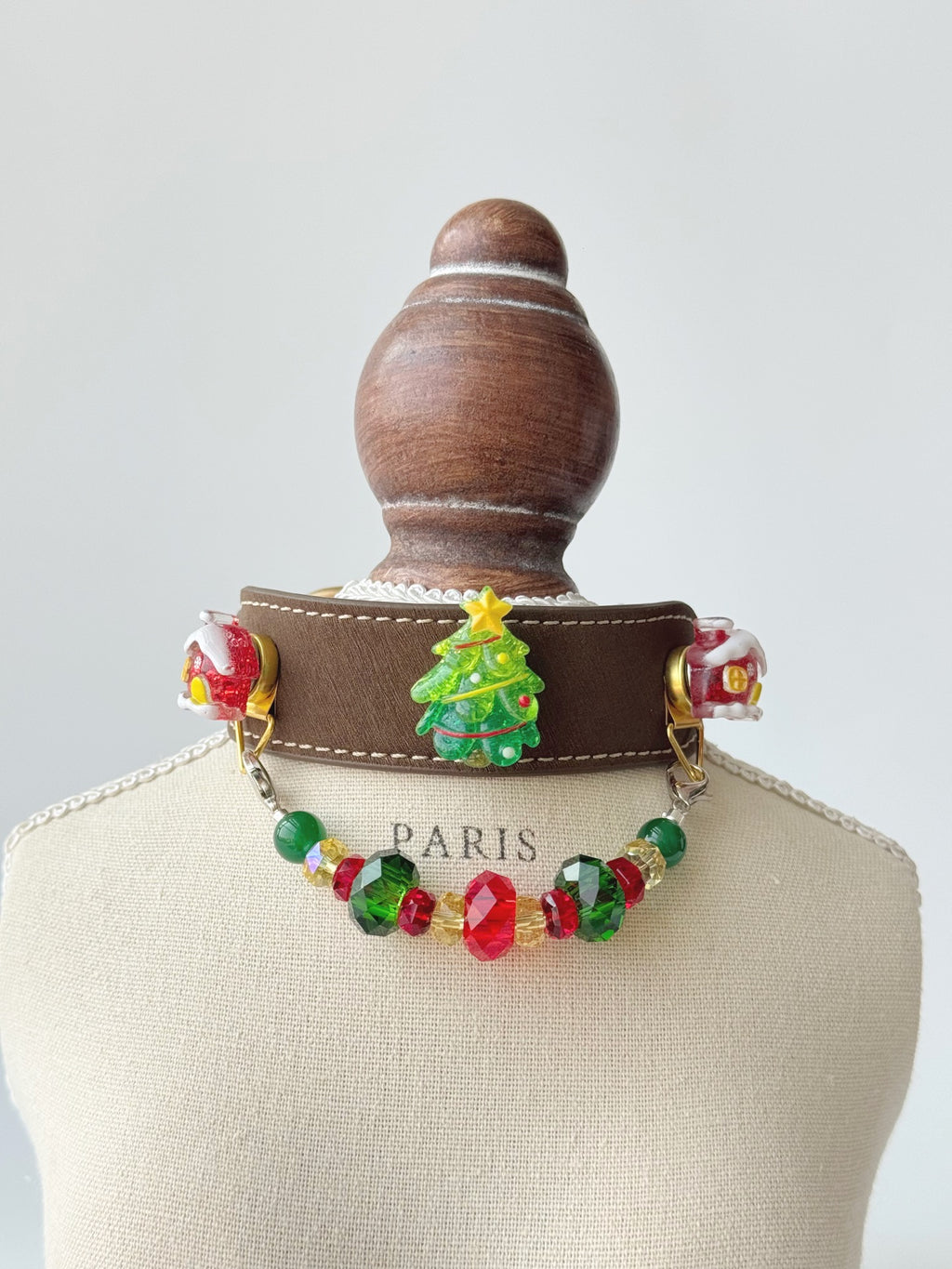 Santa Green Agate Christmas Pet Collar