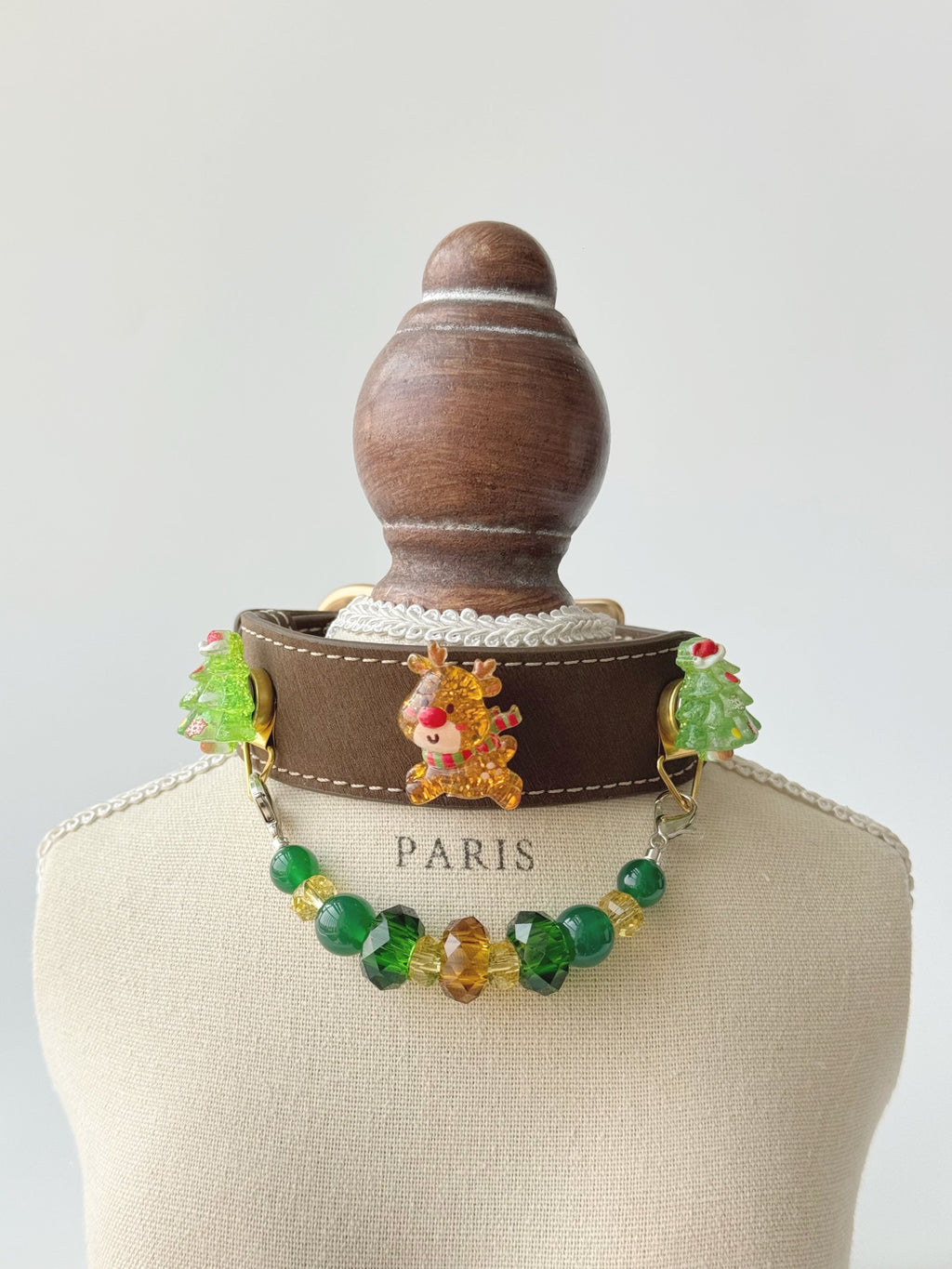 Reindeer Green Agate Christmas Pet Collar