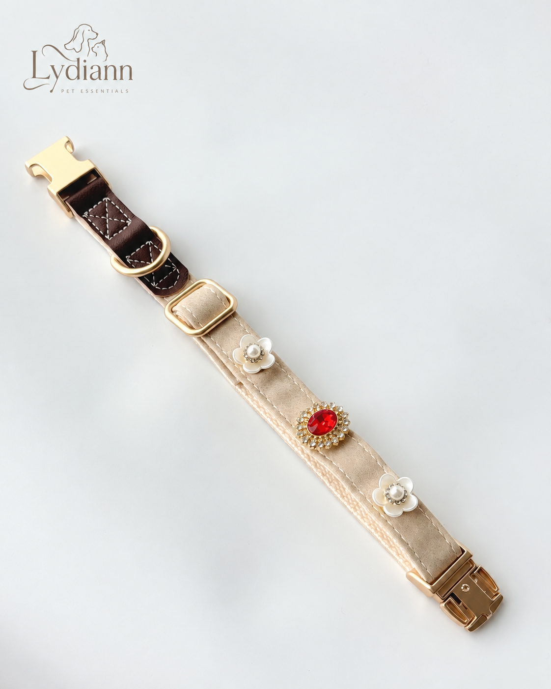 Red Ruby Daisy Microfiber Pet Collar