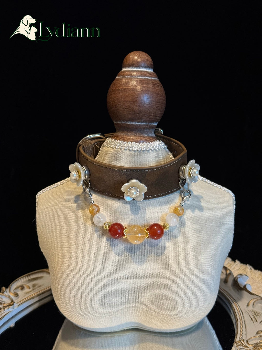 Citrine Red Agate & Snowflake Crystal Pet Collar