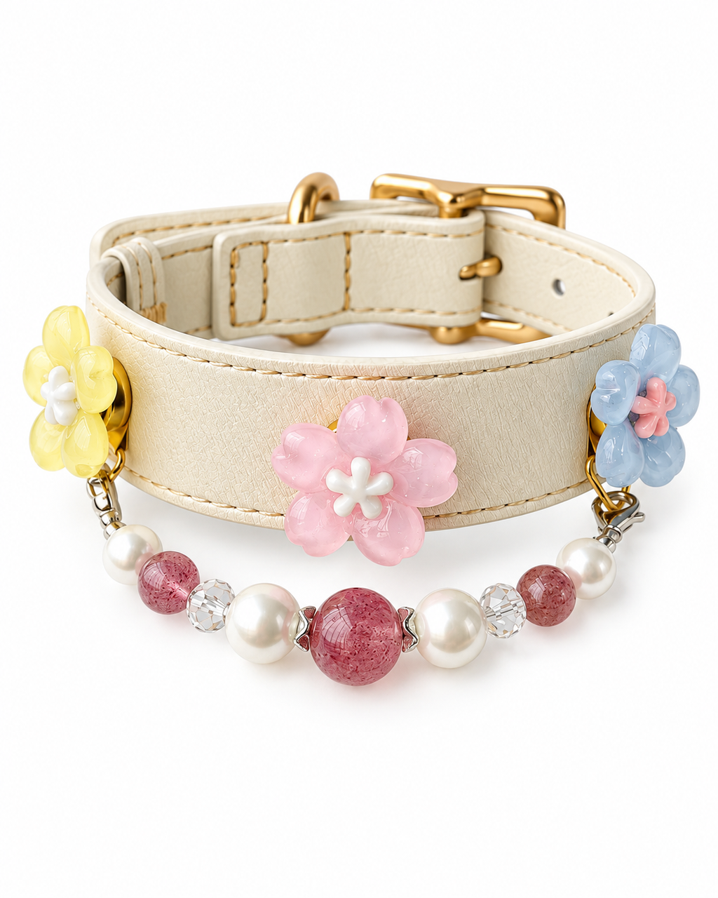 Strawberry Quartz Pet Collar & Bracelet Set