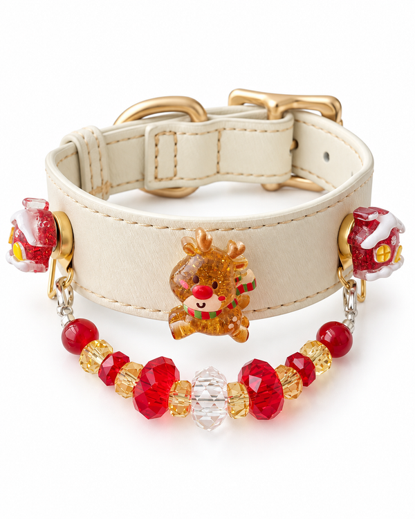 Red Agate Christmas Pet Collar