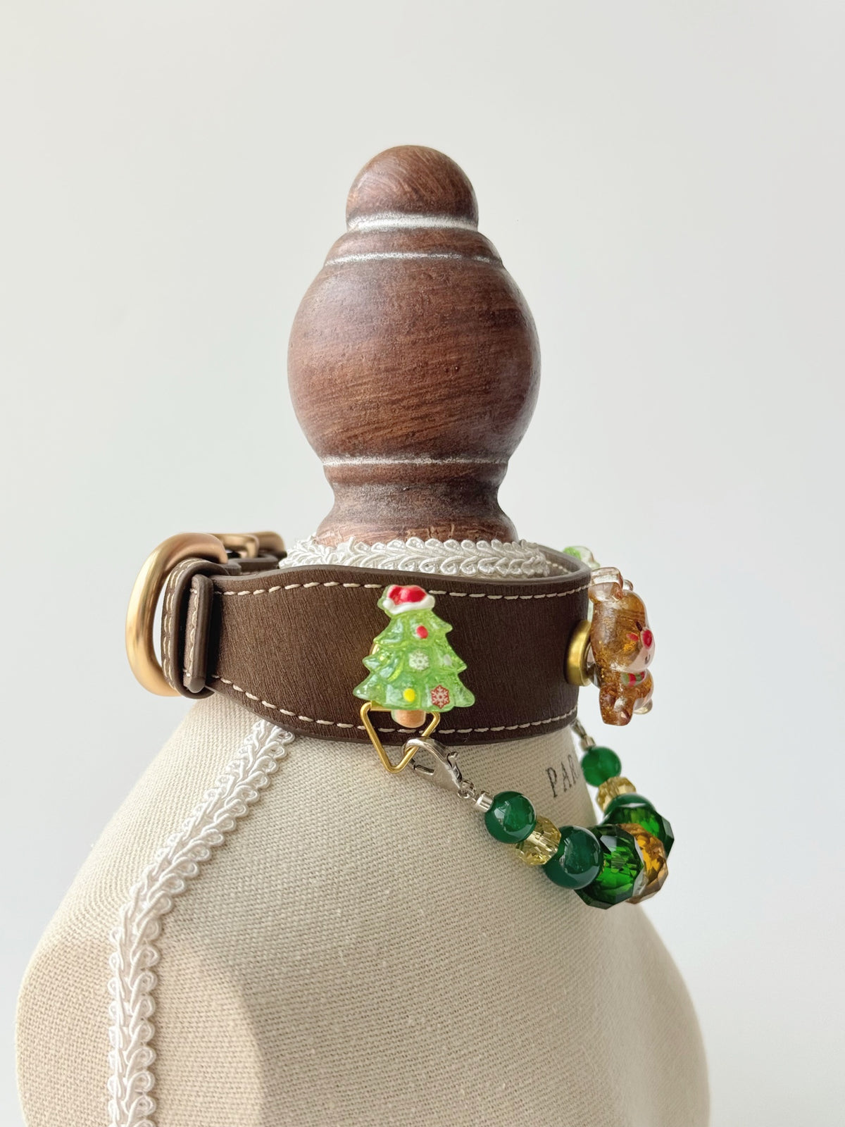 Reindeer Green Agate Christmas Pet Collar