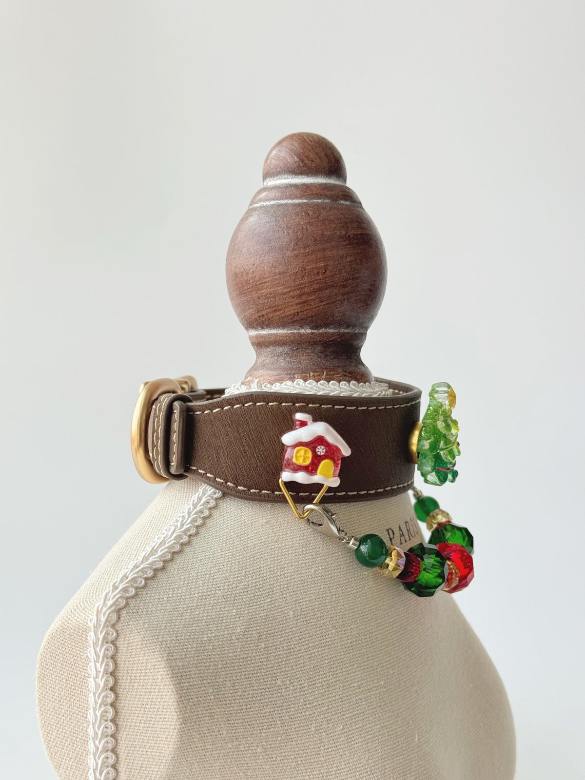 Santa Green Agate Christmas Pet Collar