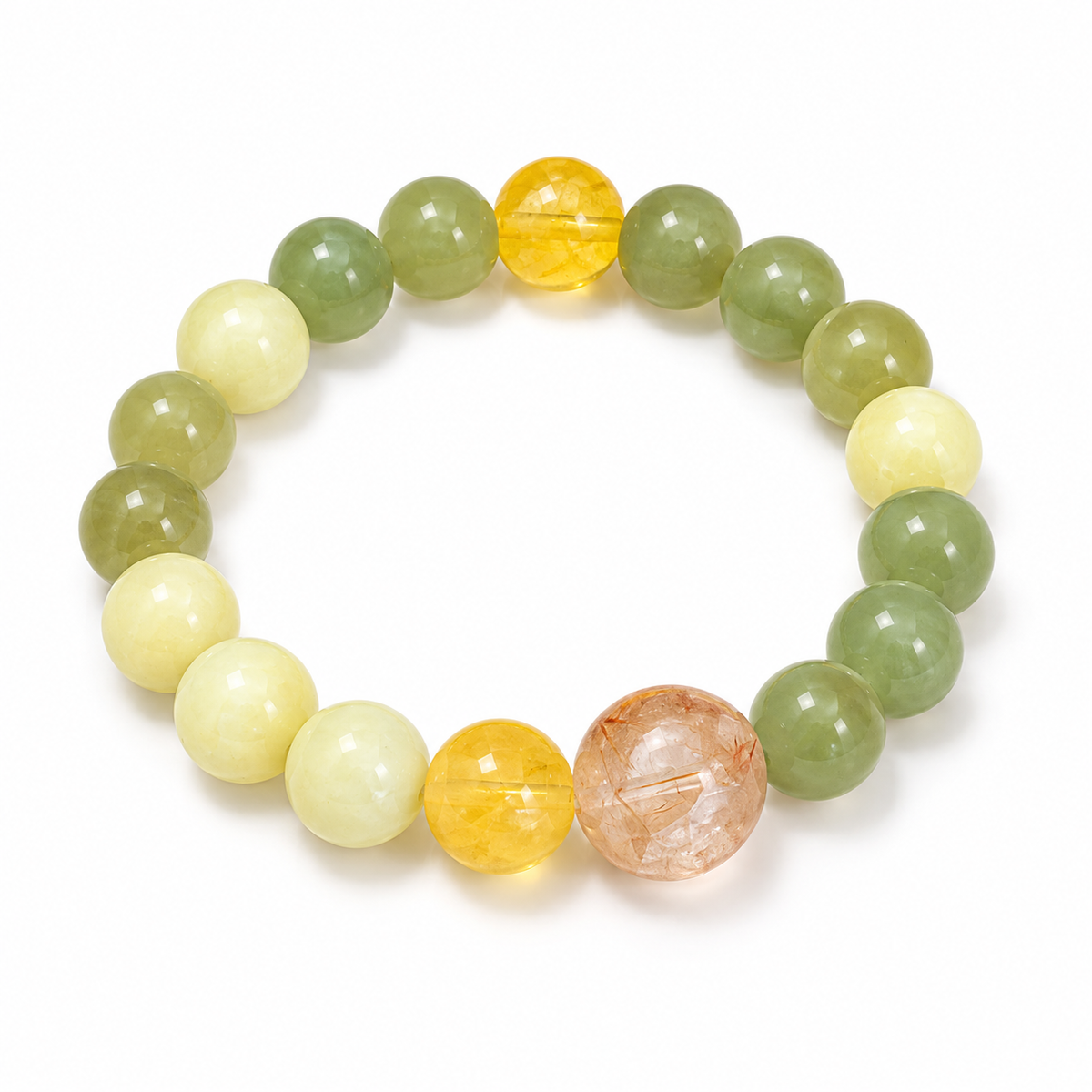 Golden Healer Quartz & Lemon Jade Pet Collar & Bracelet Set