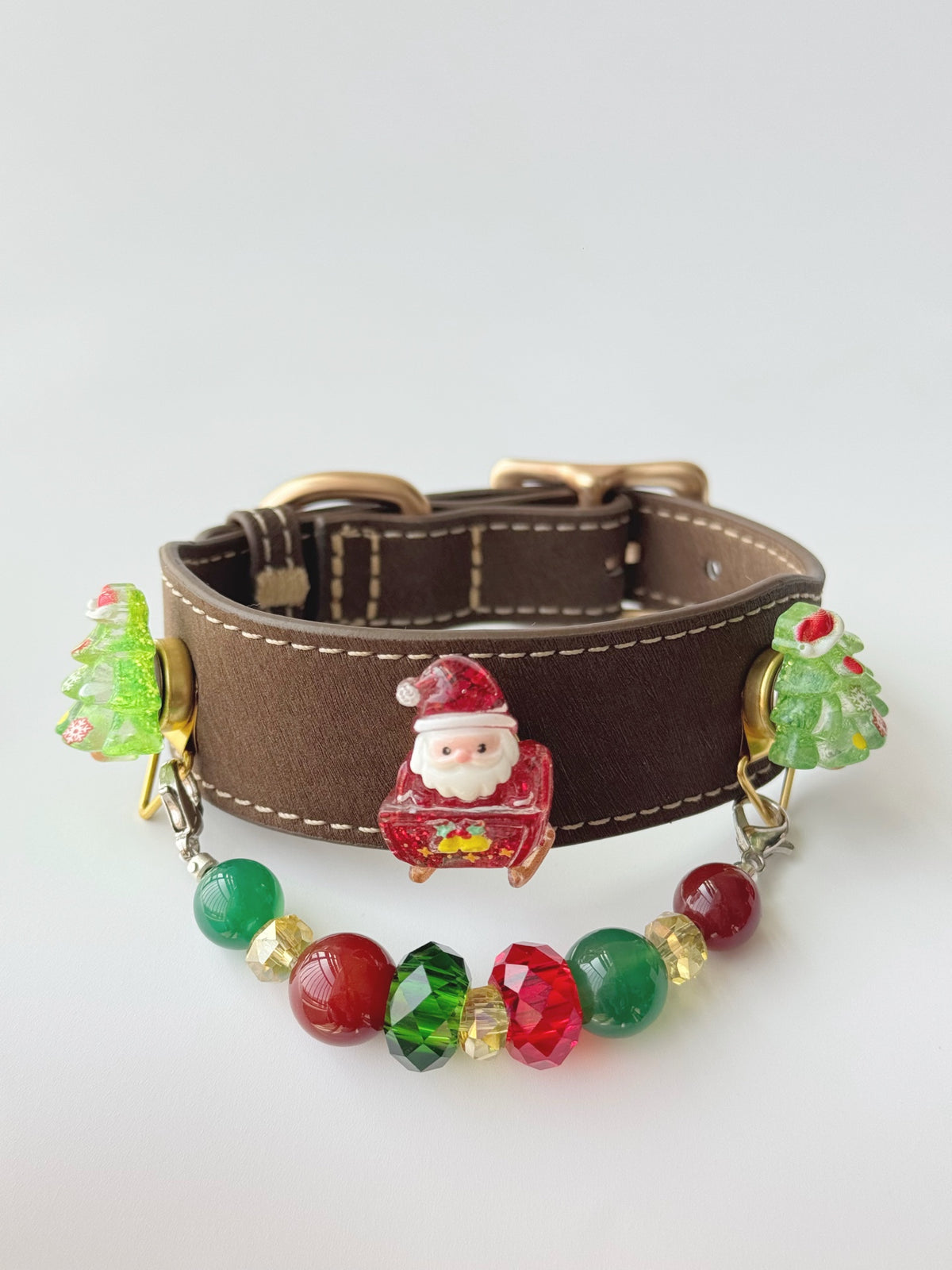 Red & Green Agate Christmas Pet Collar