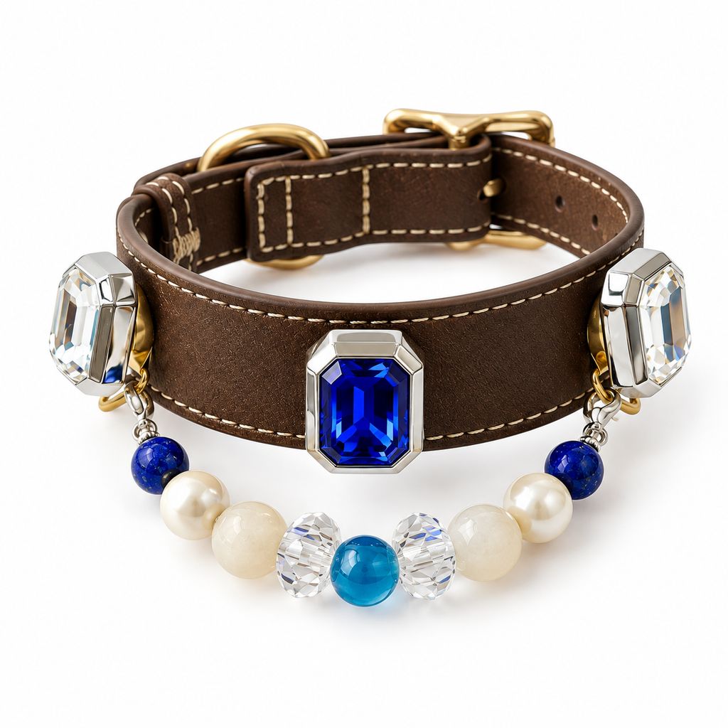 Blue Agate Moonstone & Aquamarine Crystal Collar
